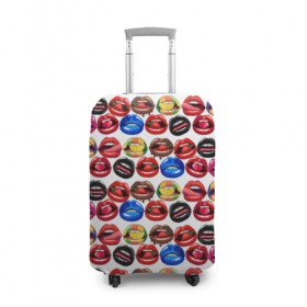 Чехол для чемодана 3D с принтом Lips Pattern , 86% полиэфир, 14% спандекс | двустороннее нанесение принта, прорези для ручек и колес | lips | love | pattern | pop art | арт | губы | девушкам | любовь | пафосные | поп арт | поцелуй | текстура | узор