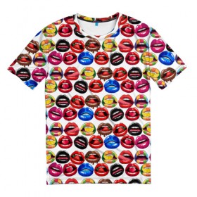 Мужская футболка 3D с принтом Lips Pattern , 100% полиэфир | прямой крой, круглый вырез горловины, длина до линии бедер | lips | love | pattern | pop art | арт | губы | девушкам | любовь | пафосные | поп арт | поцелуй | текстура | узор