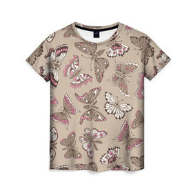 Женская футболка 3D с принтом Чудо природы , 100% полиэфир ( синтетическое хлопкоподобное полотно) | прямой крой, круглый вырез горловины, длина до линии бедер | бабочки | романтика | цветы