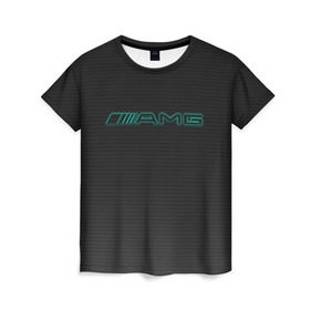 Женская футболка 3D с принтом AMG Turquoise-Carbon , 100% полиэфир ( синтетическое хлопкоподобное полотно) | прямой крой, круглый вырез горловины, длина до линии бедер | amg | auto | black | carbon | mercedes | turquoise | авто | амг | мерседес