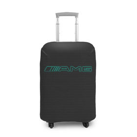 Чехол для чемодана 3D с принтом AMG Turquoise-Carbon , 86% полиэфир, 14% спандекс | двустороннее нанесение принта, прорези для ручек и колес | amg | auto | black | carbon | mercedes | turquoise | авто | амг | мерседес