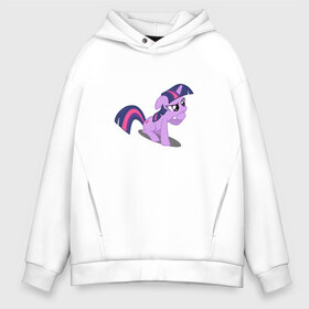 Мужское худи Oversize хлопок с принтом My little pony Твайлайт Спаркл , френч-терри — 70% хлопок, 30% полиэстер. Мягкий теплый начес внутри —100% хлопок | боковые карманы, эластичные манжеты и нижняя кромка, капюшон на магнитной кнопке | my little pony | твайлайт спаркл