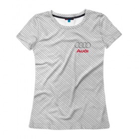 Женская футболка 3D с принтом AUDI CARBON , 100% полиэфир ( синтетическое хлопкоподобное полотно) | прямой крой, круглый вырез горловины, длина до линии бедер | ауди | марка | машины