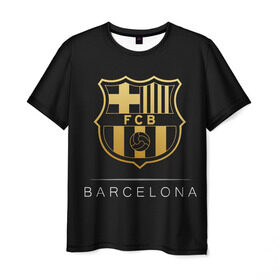 Мужская футболка 3D с принтом Barcelona Gold Edition , 100% полиэфир | прямой крой, круглый вырез горловины, длина до линии бедер | barcelona | champions | gold | league | spain | style | барселона | испания | лига | чемпионов