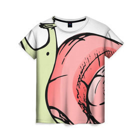 Женская футболка 3D с принтом Гламурная улитка , 100% полиэфир ( синтетическое хлопкоподобное полотно) | прямой крой, круглый вырез горловины, длина до линии бедер | Тематика изображения на принте: гламурная | животные | прикольная | улитка