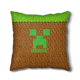 Подушка 3D с принтом Денис-Minecraft , наволочка – 100% полиэстер, наполнитель – холлофайбер (легкий наполнитель, не вызывает аллергию). | состоит из подушки и наволочки. Наволочка на молнии, легко снимается для стирки | 