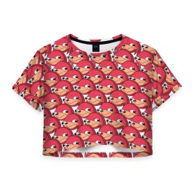 Женская футболка 3D укороченная с принтом Наклз , 100% полиэстер | круглая горловина, длина футболки до линии талии, рукава с отворотами | knuckles | the way | vrchat | наклз | наклс