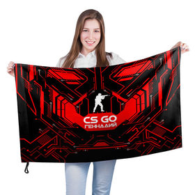 Флаг 3D с принтом Counter Strike-Геннадий , 100% полиэстер | плотность ткани — 95 г/м2, размер — 67 х 109 см. Принт наносится с одной стороны | 
