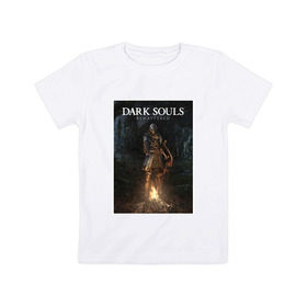 Детская футболка хлопок с принтом Dark Souls Remastered , 100% хлопок | круглый вырез горловины, полуприлегающий силуэт, длина до линии бедер | Тематика изображения на принте: dark souls | praise the sun | you died | дарк соулс | темные души
