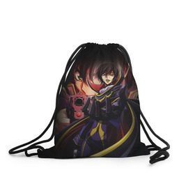 Рюкзак-мешок 3D с принтом Code Geass_8 , 100% полиэстер | плотность ткани — 200 г/м2, размер — 35 х 45 см; лямки — толстые шнурки, застежка на шнуровке, без карманов и подкладки | Тематика изображения на принте: код гиасс | лелуш | лелуш ламперуж