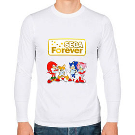 Мужской лонгслив хлопок с принтом Sega Forever , 100% хлопок |  | Тематика изображения на принте: knuckles | sonic | tails | наклз | сега | соник | тейлз