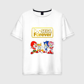 Женская футболка хлопок Oversize с принтом Sega Forever , 100% хлопок | свободный крой, круглый ворот, спущенный рукав, длина до линии бедер
 | knuckles | sonic | tails | наклз | сега | соник | тейлз