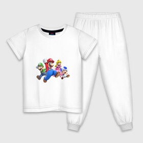 Детская пижама хлопок с принтом Mario Team , 100% хлопок |  брюки и футболка прямого кроя, без карманов, на брюках мягкая резинка на поясе и по низу штанин
 | nintendo | марио | нинтендо