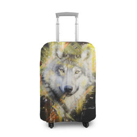 Чехол для чемодана 3D с принтом Волк , 86% полиэфир, 14% спандекс | двустороннее нанесение принта, прорези для ручек и колес | волк | геометрия | животные | природа | серый | собака | хищник