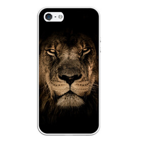 Чехол для iPhone 5/5S матовый с принтом Лев , Силикон | Область печати: задняя сторона чехла, без боковых панелей | животные | кошка | лев | мордочка | природа | тигр | хищник