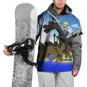 Накидка на куртку 3D с принтом Стив на Эндер Драконе , 100% полиэстер |  | minecraft | minekraft | stive | майнкрафт | стив | эндер дракон