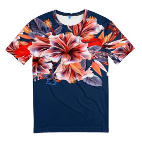 Мужская футболка 3D с принтом Цветочная мода , 100% полиэфир | прямой крой, круглый вырез горловины, длина до линии бедер | flower | букет | краски | орхидеи | природа | текстуры | тропики | тропический | цветочки | цветы