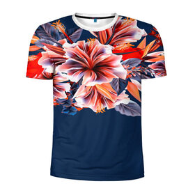 Мужская футболка 3D спортивная с принтом Цветочная мода , 100% полиэстер с улучшенными характеристиками | приталенный силуэт, круглая горловина, широкие плечи, сужается к линии бедра | flower | букет | краски | орхидеи | природа | текстуры | тропики | тропический | цветочки | цветы