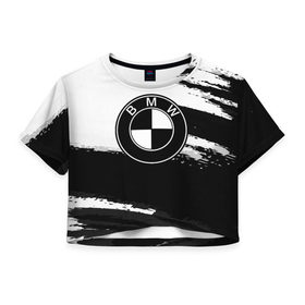 Женская футболка 3D укороченная с принтом bmw black collection 2018 , 100% полиэстер | круглая горловина, длина футболки до линии талии, рукава с отворотами | auto | automobile | bmw | car | автомобиль | бмв