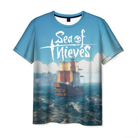 Мужская футболка 3D с принтом Sea of Thieves , 100% полиэфир | прямой крой, круглый вырез горловины, длина до линии бедер | pirates | sea of thieves | пираты