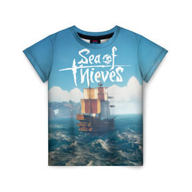 Детская футболка 3D с принтом Sea of Thieves , 100% гипоаллергенный полиэфир | прямой крой, круглый вырез горловины, длина до линии бедер, чуть спущенное плечо, ткань немного тянется | pirates | sea of thieves | пираты