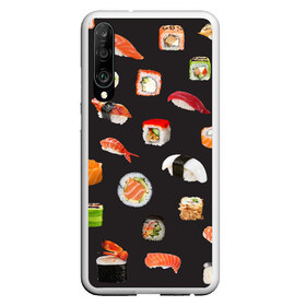 Чехол для Honor P30 с принтом Суши , Силикон | Область печати: задняя сторона чехла, без боковых панелей | food | rolls | sushi | tokyo | еда | роллы | суши | токио