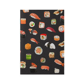 Обложка для паспорта матовая кожа с принтом Суши , натуральная матовая кожа | размер 19,3 х 13,7 см; прозрачные пластиковые крепления | Тематика изображения на принте: food | rolls | sushi | tokyo | еда | роллы | суши | токио