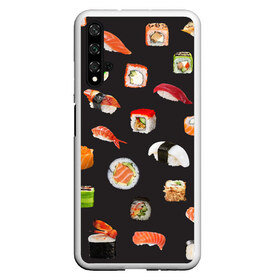 Чехол для Honor 20 с принтом Суши , Силикон | Область печати: задняя сторона чехла, без боковых панелей | Тематика изображения на принте: food | rolls | sushi | tokyo | еда | роллы | суши | токио