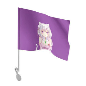 Флаг для автомобиля с принтом Emilia , 100% полиэстер | Размер: 30*21 см | emilia | re zero | rezero