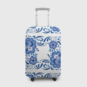 Чехол для чемодана 3D с принтом Гжель , 86% полиэфир, 14% спандекс | двустороннее нанесение принта, прорези для ручек и колес | гжель | текстура | узор | цветы