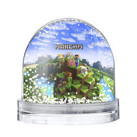 Снежный шар с принтом Максим - Minecraft , Пластик | Изображение внутри шара печатается на глянцевой фотобумаге с двух сторон | крипер | майнкрафт