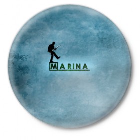 Значок с принтом Марина в стиле Доктор Хаус ,  металл | круглая форма, металлическая застежка в виде булавки | house | m.d. | бирюзовый