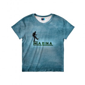 Детская футболка 3D с принтом Марина в стиле Доктор Хаус , 100% гипоаллергенный полиэфир | прямой крой, круглый вырез горловины, длина до линии бедер, чуть спущенное плечо, ткань немного тянется | house | m.d. | бирюзовый