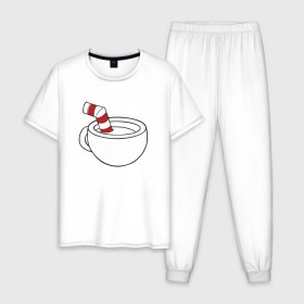 Мужская пижама хлопок с принтом Red Cuphead , 100% хлопок | брюки и футболка прямого кроя, без карманов, на брюках мягкая резинка на поясе и по низу штанин
 | Тематика изображения на принте: cuphead