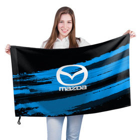 Флаг 3D с принтом Mazda MOTORs Blue , 100% полиэстер | плотность ткани — 95 г/м2, размер — 67 х 109 см. Принт наносится с одной стороны | 