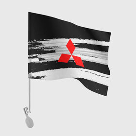 Флаг для автомобиля с принтом mitsubishi MOTORs , 100% полиэстер | Размер: 30*21 см |  машина | марка | митсубиси