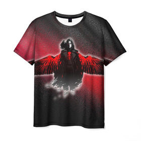 Мужская футболка 3D с принтом Ворон (The Reaven) , 100% полиэфир | прямой крой, круглый вырез горловины, длина до линии бедер | 3d | voron | ангел | арт | ворон | демон | кино | красивый | красный | крутая | крутой | крылья | ктулху | персонаж | трагедия | фильм | черный