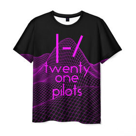 Мужская футболка 3D с принтом twenty one pilots neon music , 100% полиэфир | прямой крой, круглый вырез горловины, длина до линии бедер | Тематика изображения на принте: группа | инди поп | синти поп