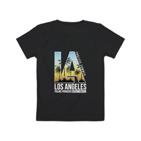 Детская футболка хлопок с принтом Лос Анджелес , 100% хлопок | круглый вырез горловины, полуприлегающий силуэт, длина до линии бедер | la | для отпуска | калифорния | клуб | лето | лос анджелес | отпуск | приключение | путешествие | серф | серфинг | сша | туризм