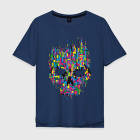 Мужская футболка хлопок Oversize с принтом Череп , 100% хлопок | свободный крой, круглый ворот, “спинка” длиннее передней части | абстракция | анонимус | интернет | с черепом | череп | черепа