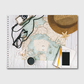 Альбом для рисования с принтом Тайна путешествия , 100% бумага
 | матовая бумага, плотность 200 мг. | авантюра | карта | путешественник | турист