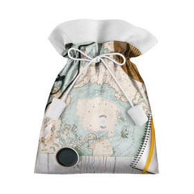 Подарочный 3D мешок с принтом Тайна путешествия , 100% полиэстер | Размер: 29*39 см | авантюра | карта | путешественник | турист