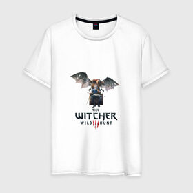Мужская футболка хлопок с принтом Ведьмак , 100% хлопок | прямой крой, круглый вырез горловины, длина до линии бедер, слегка спущенное плечо. | wild hunt | witcher | witcher3 | ведьмак | дикая охота