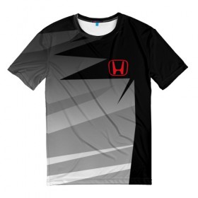 Мужская футболка 3D с принтом HONDA SPORT , 100% полиэфир | прямой крой, круглый вырез горловины, длина до линии бедер | марка | машины | хонда