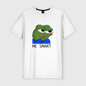 Мужская футболка премиум с принтом me smart , 92% хлопок, 8% лайкра | приталенный силуэт, круглый вырез ворота, длина до линии бедра, короткий рукав | Тематика изображения на принте: грустная лягушка мем