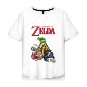 Мужская футболка хлопок Oversize с принтом zelda tri force heroes , 100% хлопок | свободный крой, круглый ворот, “спинка” длиннее передней части | Тематика изображения на принте: link | zelda | зельда | линк | три линка