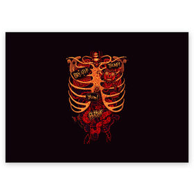 Поздравительная открытка с принтом Человеческий скелет , 100% бумага | плотность бумаги 280 г/м2, матовая, на обратной стороне линовка и место для марки
 | 3d скелет | кости | легкие | органы | ребра | сердце | скелет | человек
