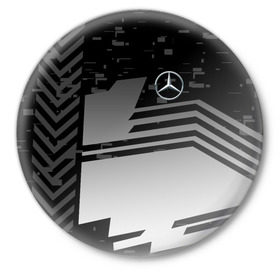 Значок с принтом MERCEDES BENZ SPORT ,  металл | круглая форма, металлическая застежка в виде булавки | mercedes | марка | машины | мерседес