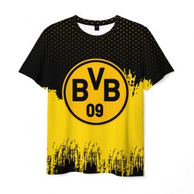 Мужская футболка 3D с принтом FC Borussia Uniform , 100% полиэфир | прямой крой, круглый вырез горловины, длина до линии бедер | 