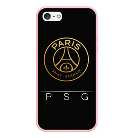 Чехол для iPhone 5/5S матовый с принтом PSG Gold , Силикон | Область печати: задняя сторона чехла, без боковых панелей | champions | france | germain | gold | league | neymar | paris | psg | saint | лига | псж | франция | чемпионов